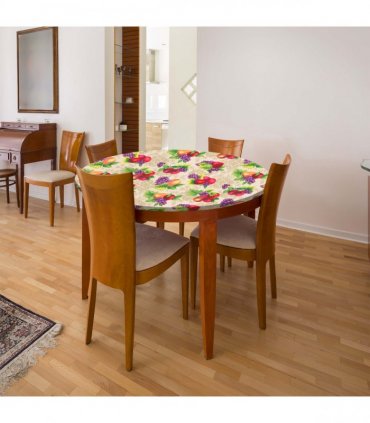 Fitted Table Cover Round — Colour: Multi, Size: 125 cm