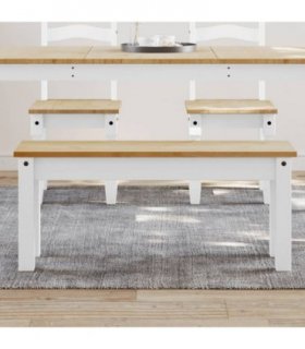 vidaXL Dining Bench PANAMA White 105x30x45 cm Solid Wood Pine