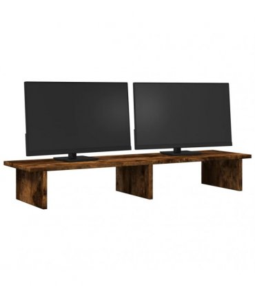 vidaXL Monitor Stand Smoked Oak 100x27x15 cm Engineered Wood