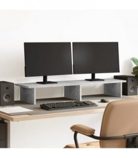 vidaXL Monitor Stand Concrete Grey 100x27x15 cm Engineered Wood