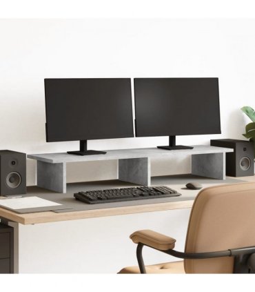 vidaXL Monitor Stand Concrete Grey 100x27x15 cm Engineered Wood