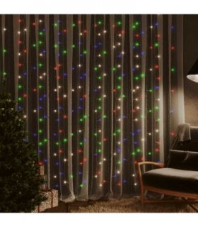 vidaXL LED Curtain Fairy Lights 3x3m 300 LED Colourful 8 Function — Colour: multicolour
