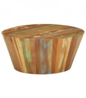 vidaXL Coffee Table Ø65x31 cm Solid Reclaimed Wood — Colour: mixed colour finish, Size: Ø 65 x 31 cm