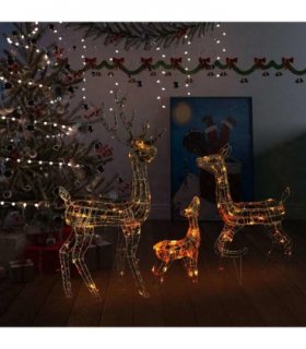 vidaXL Acrylic Reindeer Family Christmas Decoration 300 LED Colourful — Colour: multicolour