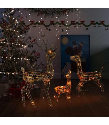 vidaXL Acrylic Reindeer Family Christmas Decoration 300 LED Colourful — Colour: multicolour