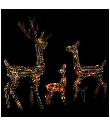 vidaXL Acrylic Reindeer Family Christmas Decoration 300 LED Colourful — Colour: multicolour