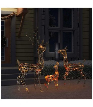 vidaXL Acrylic Reindeer Family Christmas Decoration 300 LED Colourful — Colour: multicolour