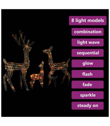 vidaXL Acrylic Reindeer Family Christmas Decoration 300 LED Colourful — Colour: multicolour