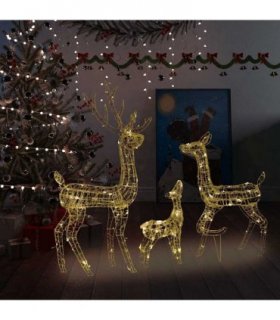 vidaXL Acrylic Reindeer Family Christmas Decoration 300 LED Warm White
