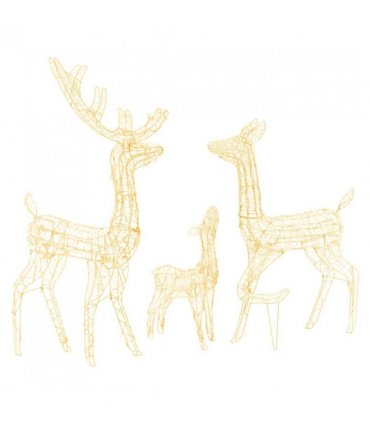 vidaXL Acrylic Reindeer Family Christmas Decoration 300 LED Warm White