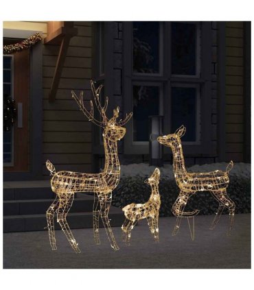 vidaXL Acrylic Reindeer Family Christmas Decoration 300 LED Warm White