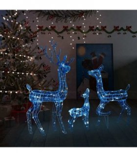 vidaXL Acrylic Reindeer Family Christmas Decoration 300 LED Blue