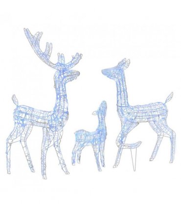 vidaXL Acrylic Reindeer Family Christmas Decoration 300 LED Blue