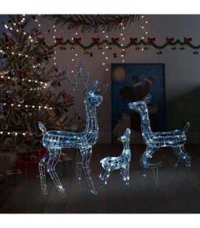 vidaXL Acrylic Reindeer Family Christmas Decoration 300 LED Cold White