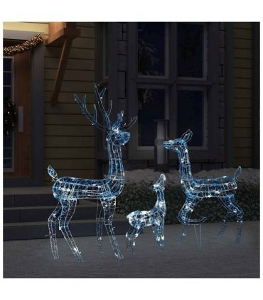 vidaXL Acrylic Reindeer Family Christmas Decoration 300 LED Cold White