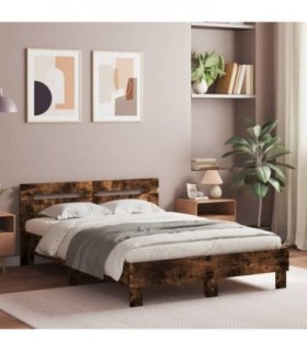 vidaXL Bed Frame without Mattress Smoked Oak 135x190 cm Double — Size: 135 x 190 cm