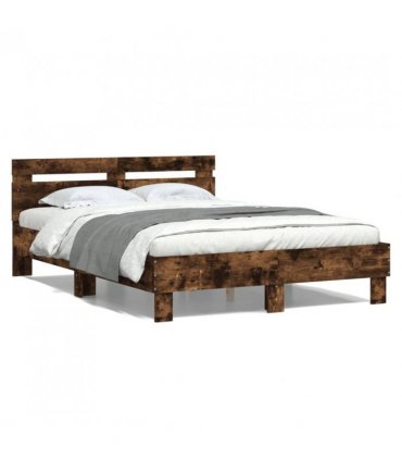 vidaXL Bed Frame without Mattress Smoked Oak 135x190 cm Double — Size: 135 x 190 cm