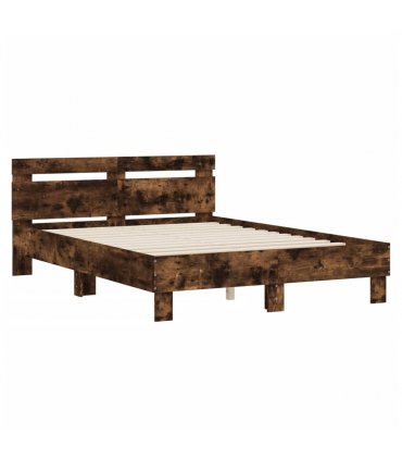 vidaXL Bed Frame without Mattress Smoked Oak 135x190 cm Double — Size: 135 x 190 cm