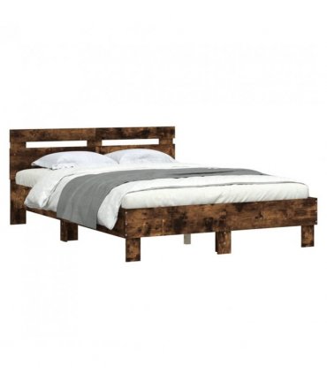 vidaXL Bed Frame without Mattress Smoked Oak 135x190 cm Double — Size: 135 x 190 cm