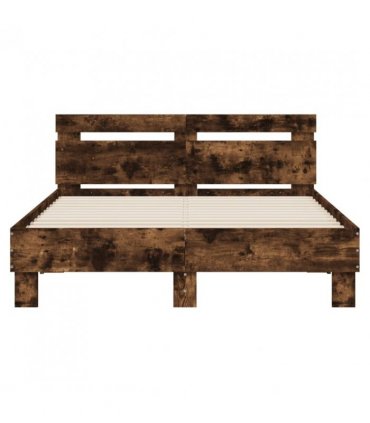 vidaXL Bed Frame without Mattress Smoked Oak 135x190 cm Double — Size: 135 x 190 cm