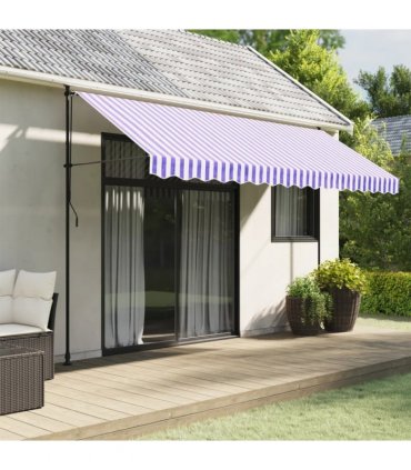 vidaXL Replacement Fabric for Awning Valance Blue and White Stripe 4 m