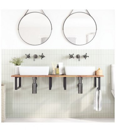 vidaXL Bathroom Vanity Top Untreated 120x50x2 cm Solid Wood Acacia — Colour: natural, Size: 120 x 50 x 2 cm
