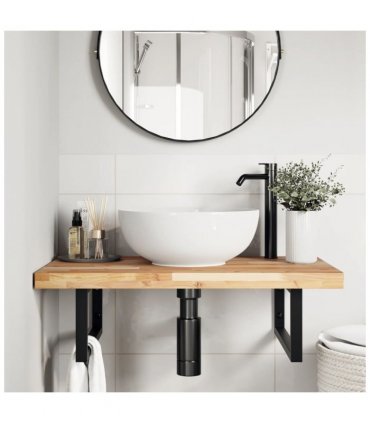 vidaXL Bathroom Vanity Top Untreated 60x50x4 cm Solid Wood Acacia — Colour: natural, Size: 60 x 50 x 4 cm