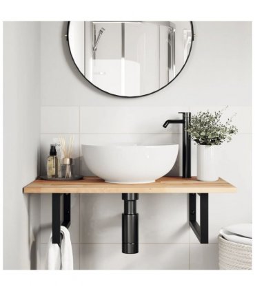 vidaXL Bathroom Vanity Top Untreated 100x50x2 cm Solid Wood Acacia — Colour: natural, Size: 100 x 50 x 2 cm