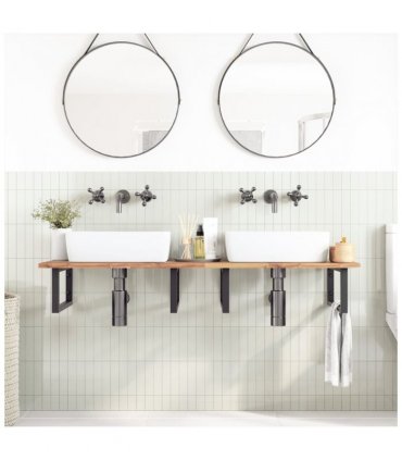 vidaXL Bathroom Vanity Top Untreated 160x50x2 cm Solid Wood Acacia — Colour: natural, Size: 160 x 50 x 2 cm