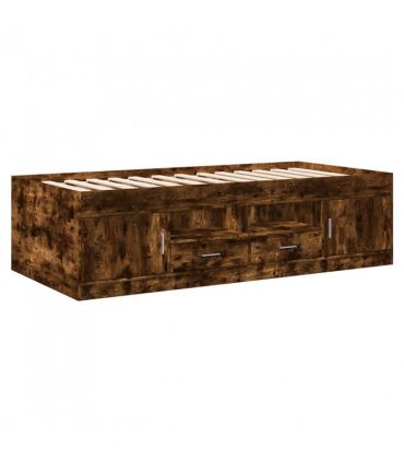 vidaXL Daybed | Smoked Oak | Engineered Wood | Single | Storage | Daybed — Size: 100 x 200 cm