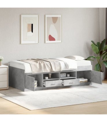 vidaXL Daybed with Drawers without Mattress Concrete Grey 90x190 cm Single — Size: 90 x 190 cm