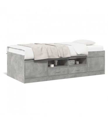 vidaXL Daybed with Drawers without Mattress Concrete Grey 90x190 cm Single — Size: 90 x 190 cm