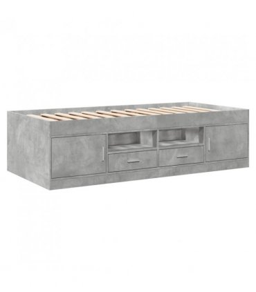 vidaXL Daybed with Drawers without Mattress Concrete Grey 90x190 cm Single — Size: 90 x 190 cm