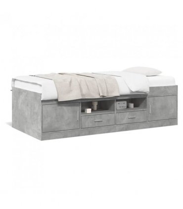 vidaXL Daybed with Drawers without Mattress Concrete Grey 90x200 cm — Size: 90 x 200 cm