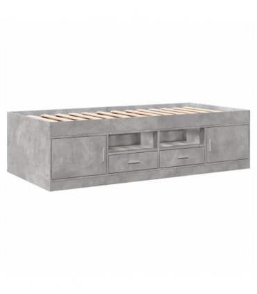 vidaXL Daybed with Drawers without Mattress Concrete Grey 90x200 cm — Size: 90 x 200 cm