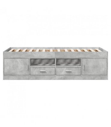 vidaXL Daybed with Drawers without Mattress Concrete Grey 90x200 cm — Size: 90 x 200 cm