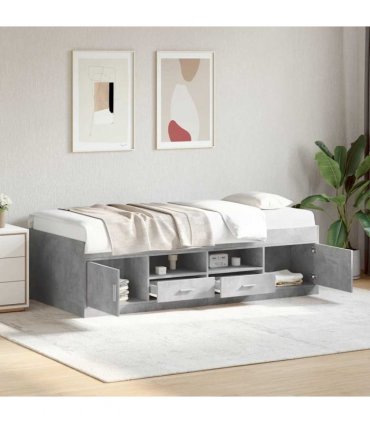 vidaXL Daybed with Drawers without Mattress Concrete Grey 75x190 cm Small Single — Size: 75 x 190 cm