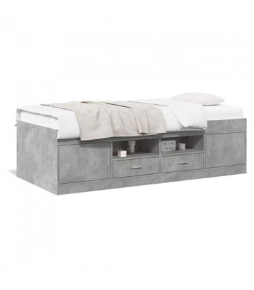 vidaXL Daybed with Drawers without Mattress Concrete Grey 75x190 cm Small Single — Size: 75 x 190 cm