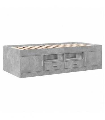 vidaXL Daybed with Drawers without Mattress Concrete Grey 75x190 cm Small Single — Size: 75 x 190 cm