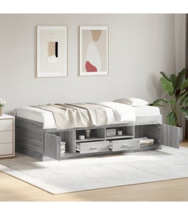 vidaXL Daybed with Drawers without Mattress Grey Sonoma 90x200 cm — Size: 90 x 200 cm