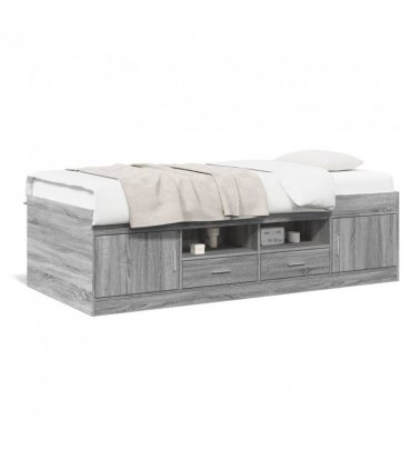 vidaXL Daybed with Drawers without Mattress Grey Sonoma 90x200 cm — Size: 90 x 200 cm