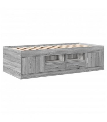 vidaXL Daybed with Drawers without Mattress Grey Sonoma 90x200 cm — Size: 90 x 200 cm
