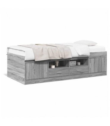 vidaXL Daybed | Grey sonoma | Engineered wood | Single | Daybed | Rectangular — Size: 100 x 200 cm