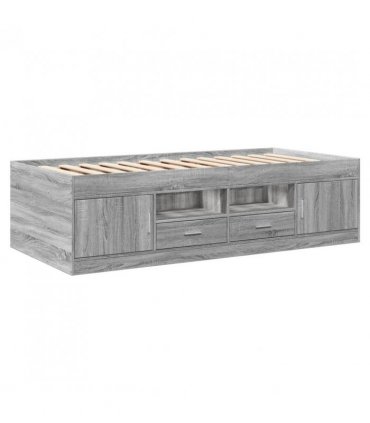 vidaXL Daybed with Drawers without Mattress Grey Sonoma 90x190 cm Single — Size: 90 x 190 cm