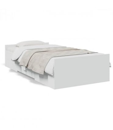 vidaXL Bed Frame with Drawers without Mattress White 75x190 cm Small Single — Size: 75 x 190 cm — V0672117620