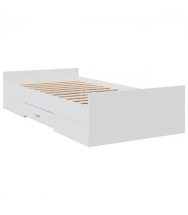 vidaXL Bed Frame with Drawers without Mattress White 75x190 cm Small Single — Size: 75 x 190 cm — V0672117620