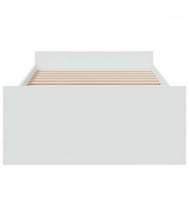 vidaXL Bed Frame with Drawers without Mattress White 75x190 cm Small Single — Size: 75 x 190 cm — V0672117620