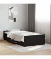 vidaXL Bed Frame | Black | Engineered wood | Small Single | Bed Frame — Size: 75 x 190 cm
