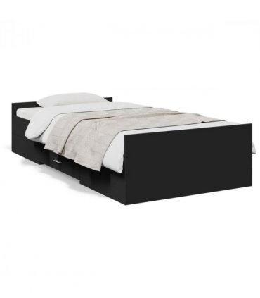 vidaXL Bed Frame | Black | Engineered wood | Small Single | Bed Frame — Size: 75 x 190 cm