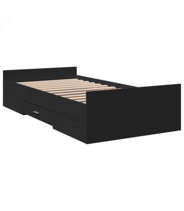 vidaXL Bed Frame | Black | Engineered wood | Small Single | Bed Frame — Size: 75 x 190 cm